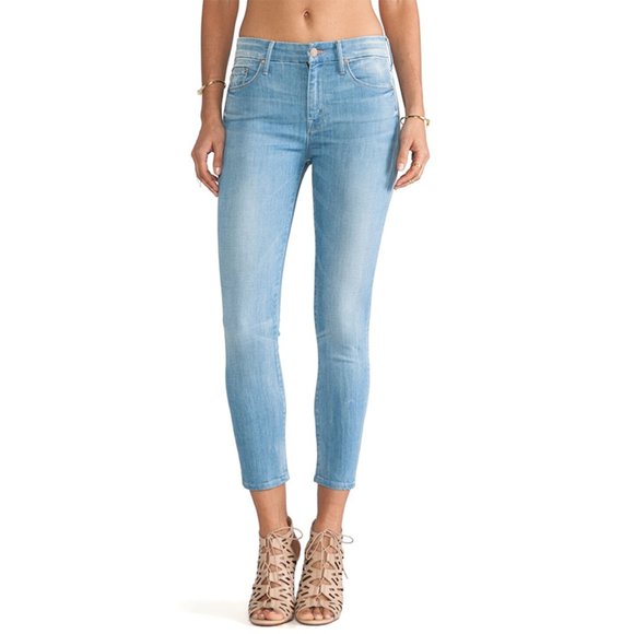 MOTHER Denim - Mother The High Waisted Looker Crop Jeans Skinny Stretch Denim Beach House #9 24